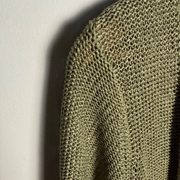 Jana Heavy Mesh Knit 3/4 Sleeve Lagenlook Sweater with Attached Front Green M - Picture 3 of 15